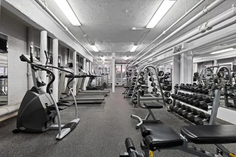 a view of a room with gym equipment