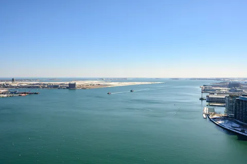 a view of an ocean and beach
