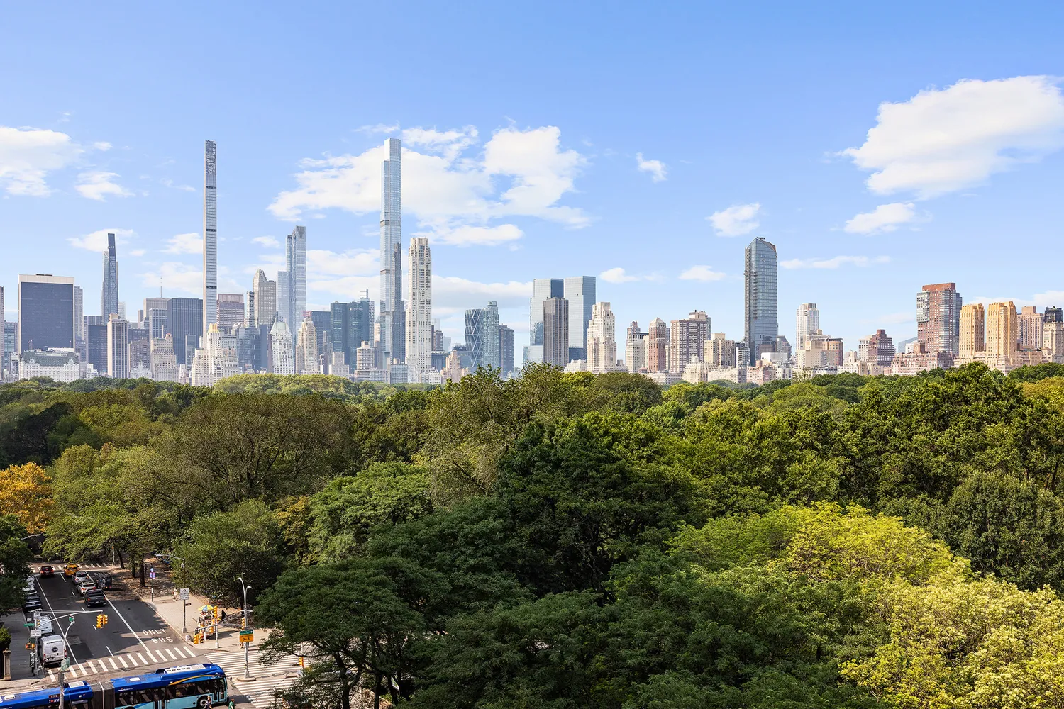 a view of a city with tall buildings