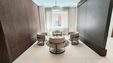 a view of a building with a street