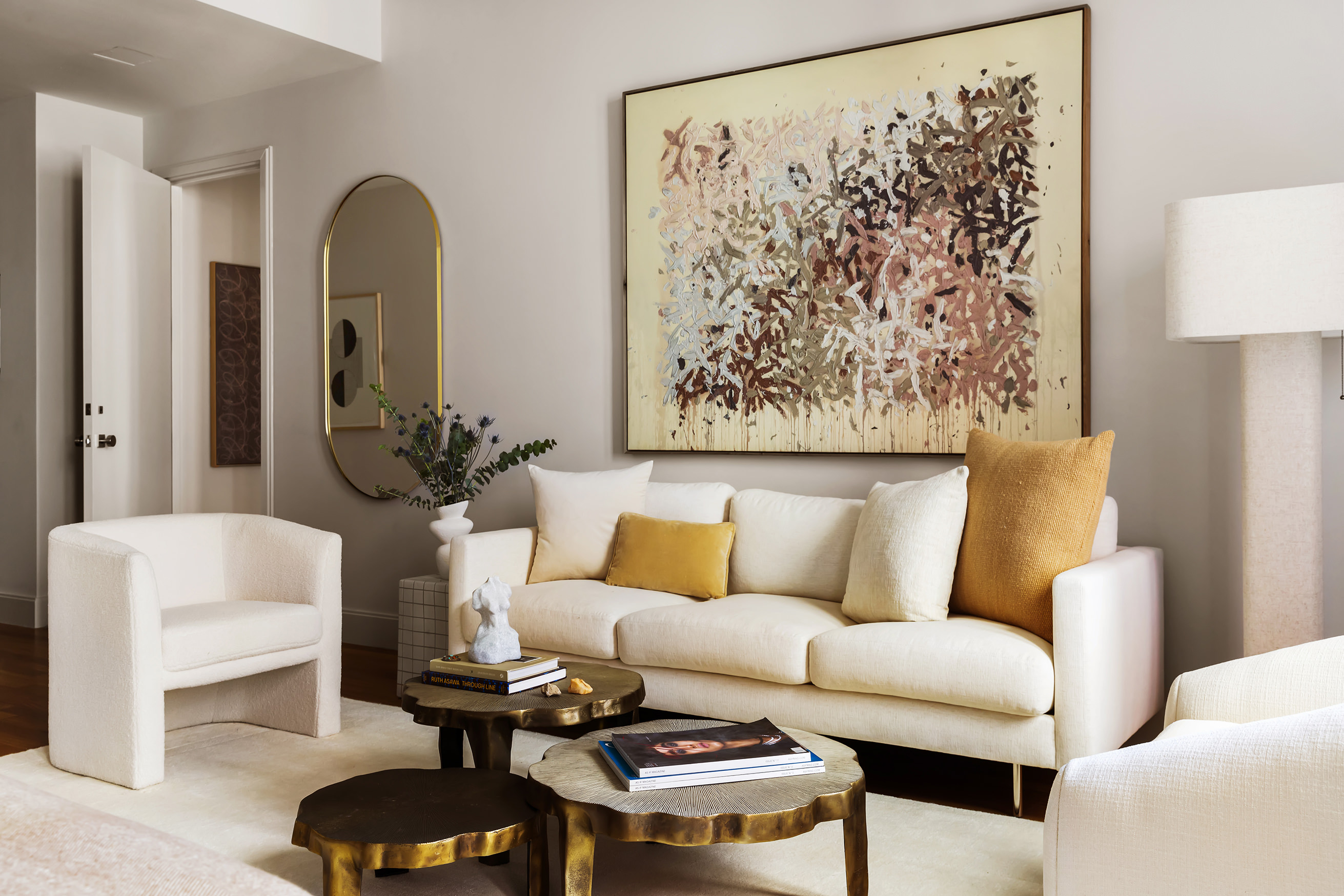 92 Laight Street, Unit 5E Manhattan, NY 10013 - Photo 18 of 26 a living room with furniture and a painting on the wall