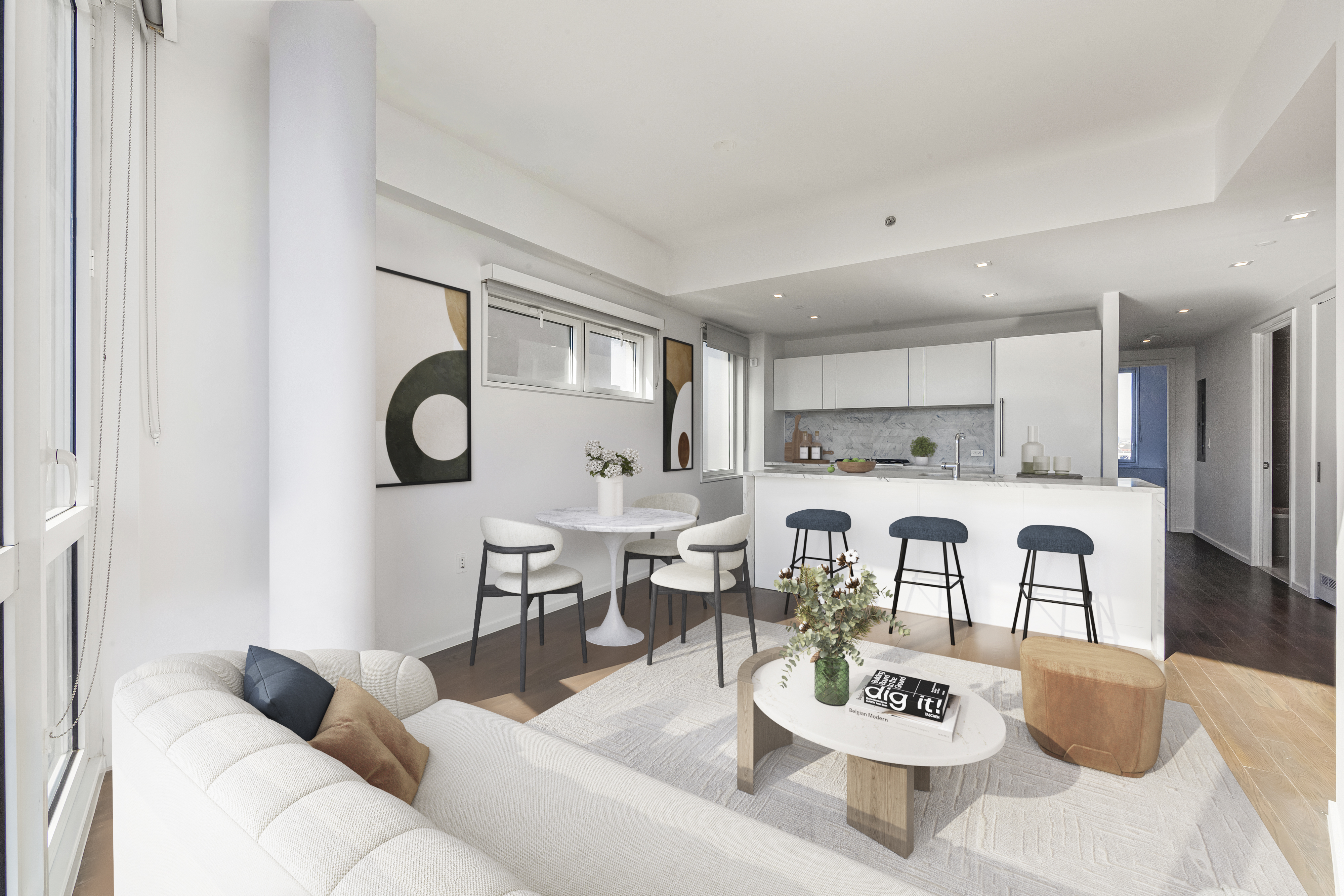 202 8th Street, Unit 4A Brooklyn, NY 11215 - Photo 1 of 16 a living room with furniture kitchen view and a refrigerator