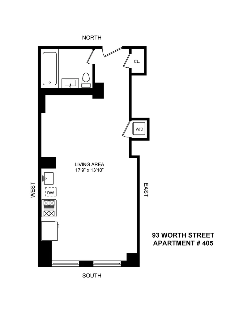 $950,000 | 93 Worth Street, Unit 405 | TriBeCa