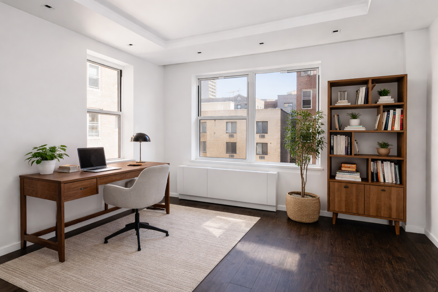 71-36 110th Street, Unit 4C Queens, NY 11375 - Photo 2 of 14 a workspace with furniture window and wooden floor