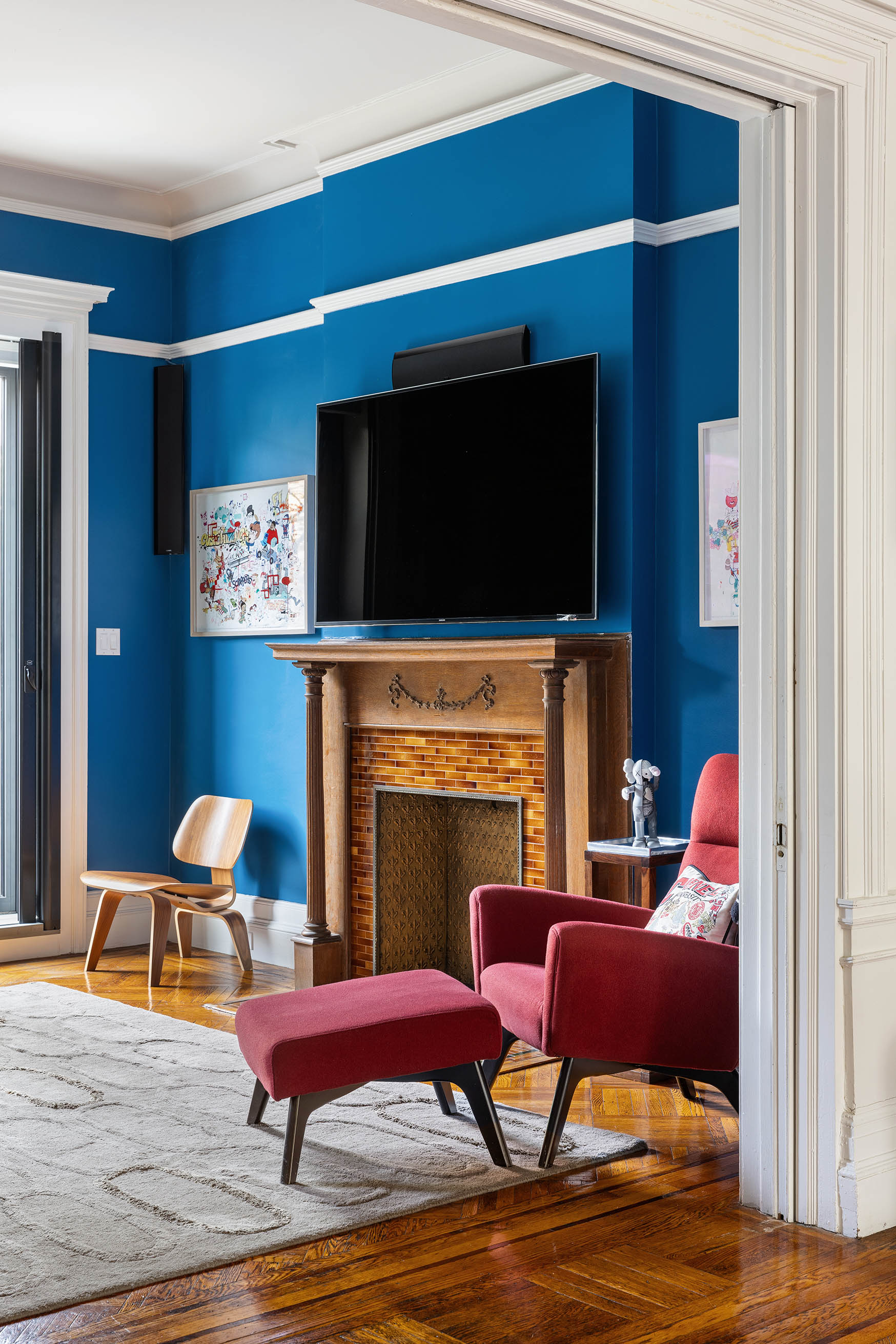 49 Rutland Road Brooklyn, NY 11225 - Photo 5 of 22 a living room with furniture and a fireplace