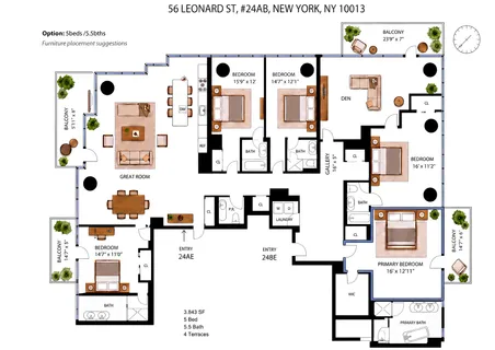 $12,195,000 | 56 Leonard Street, Unit 24AB EAST | TriBeCa
