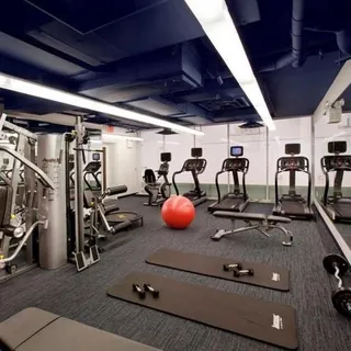 a room with gym equipment