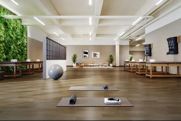 a living room with furniture