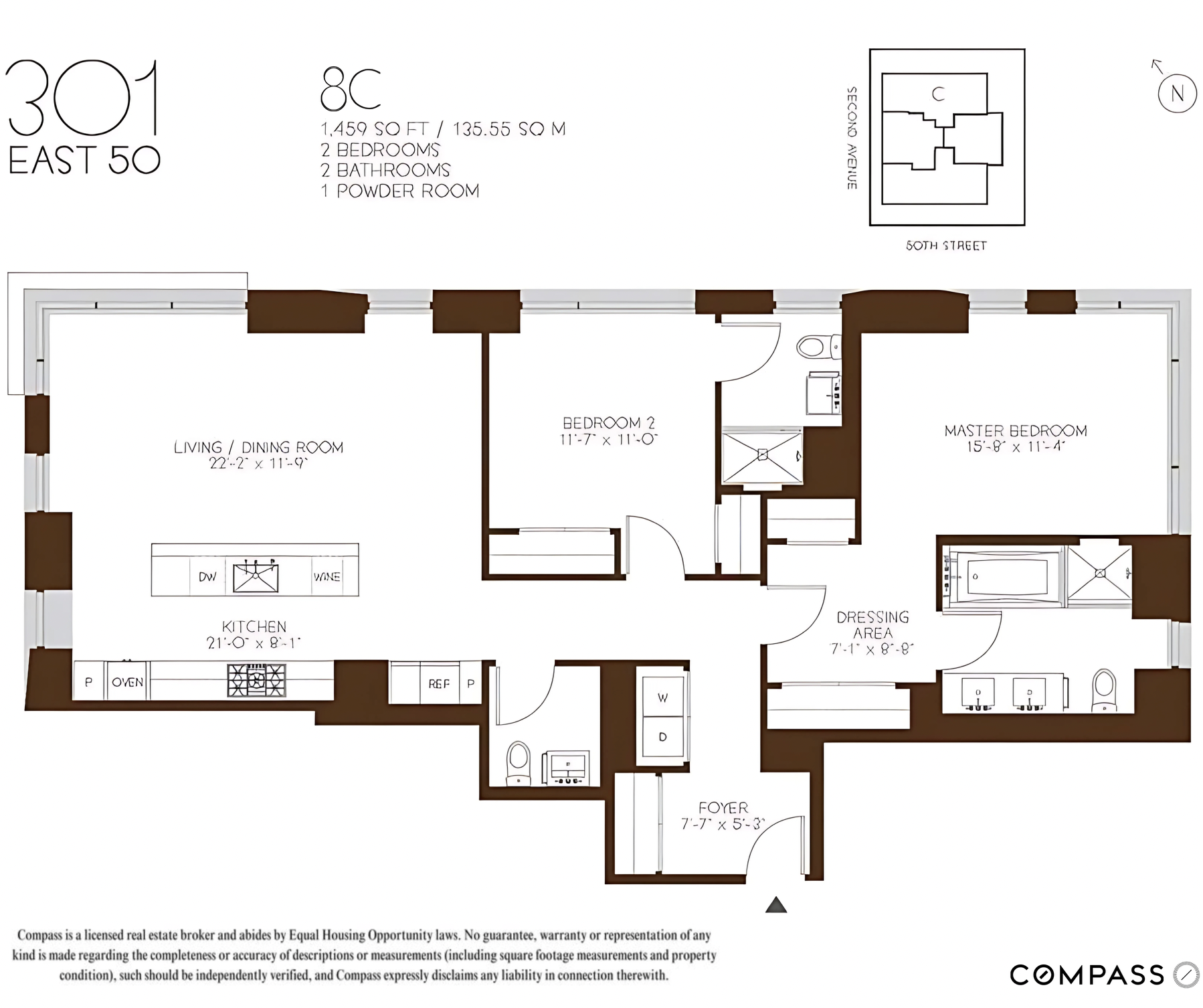 301 East 50th Street, Unit 8C Manhattan, NY 10022 - Photo 20 of 20 a picture of a floor plan