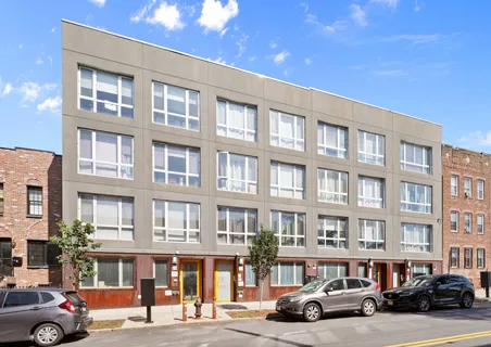 a car parked in front of a building