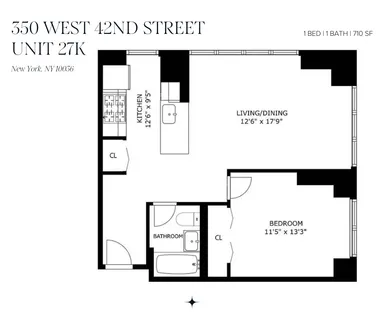 $1,095,000 | 350 West 42nd Street, Unit 27K | Hell's Kitchen