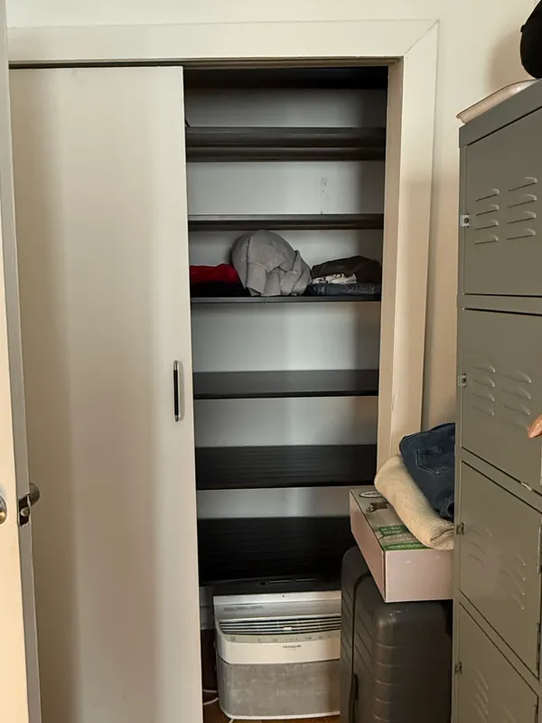 a room with a closet