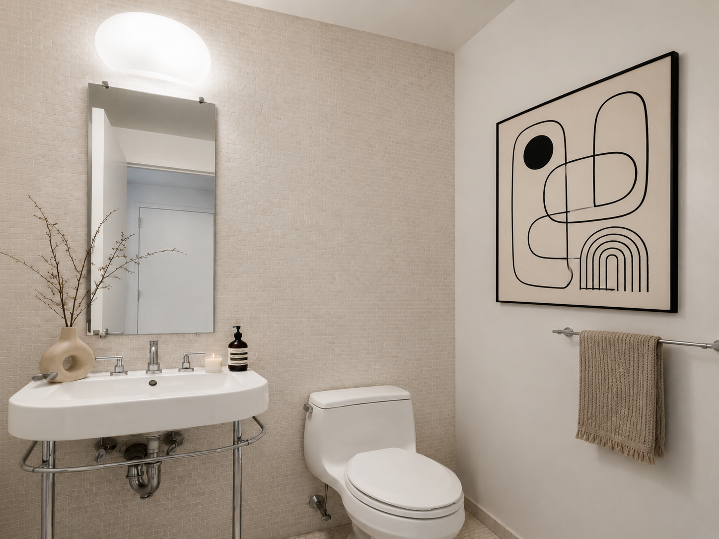 255 Hudson Street, Unit 7D Manhattan, NY 10013 - Photo 5 of 7 a bathroom with a sink a toilet and mirror
