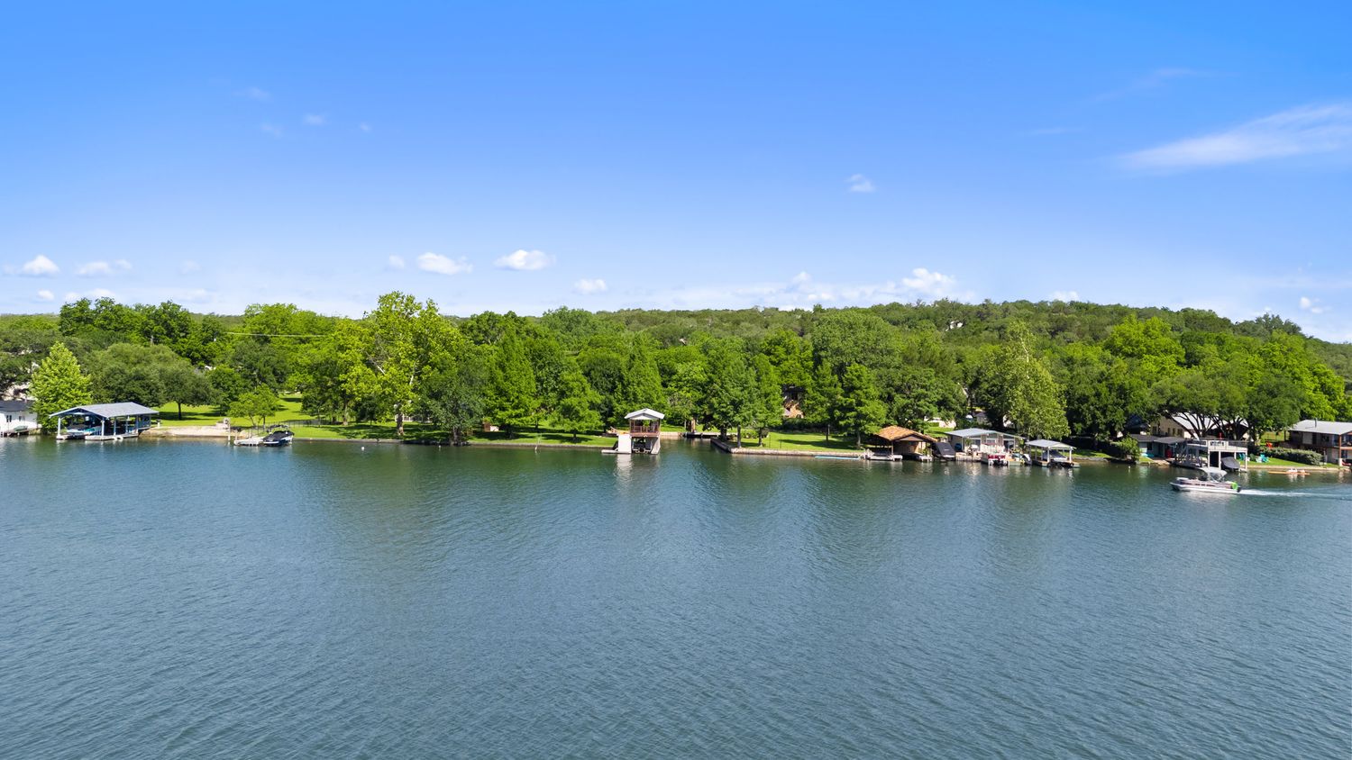 a view of a lake with houses