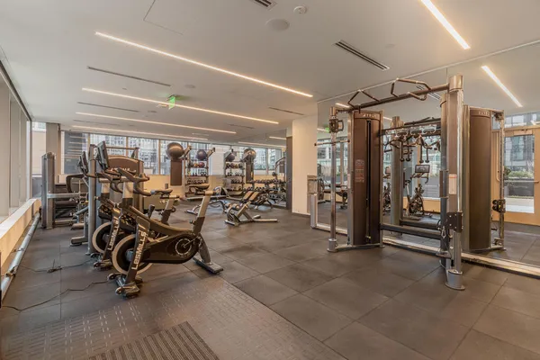 a view of a room with gym equipment
