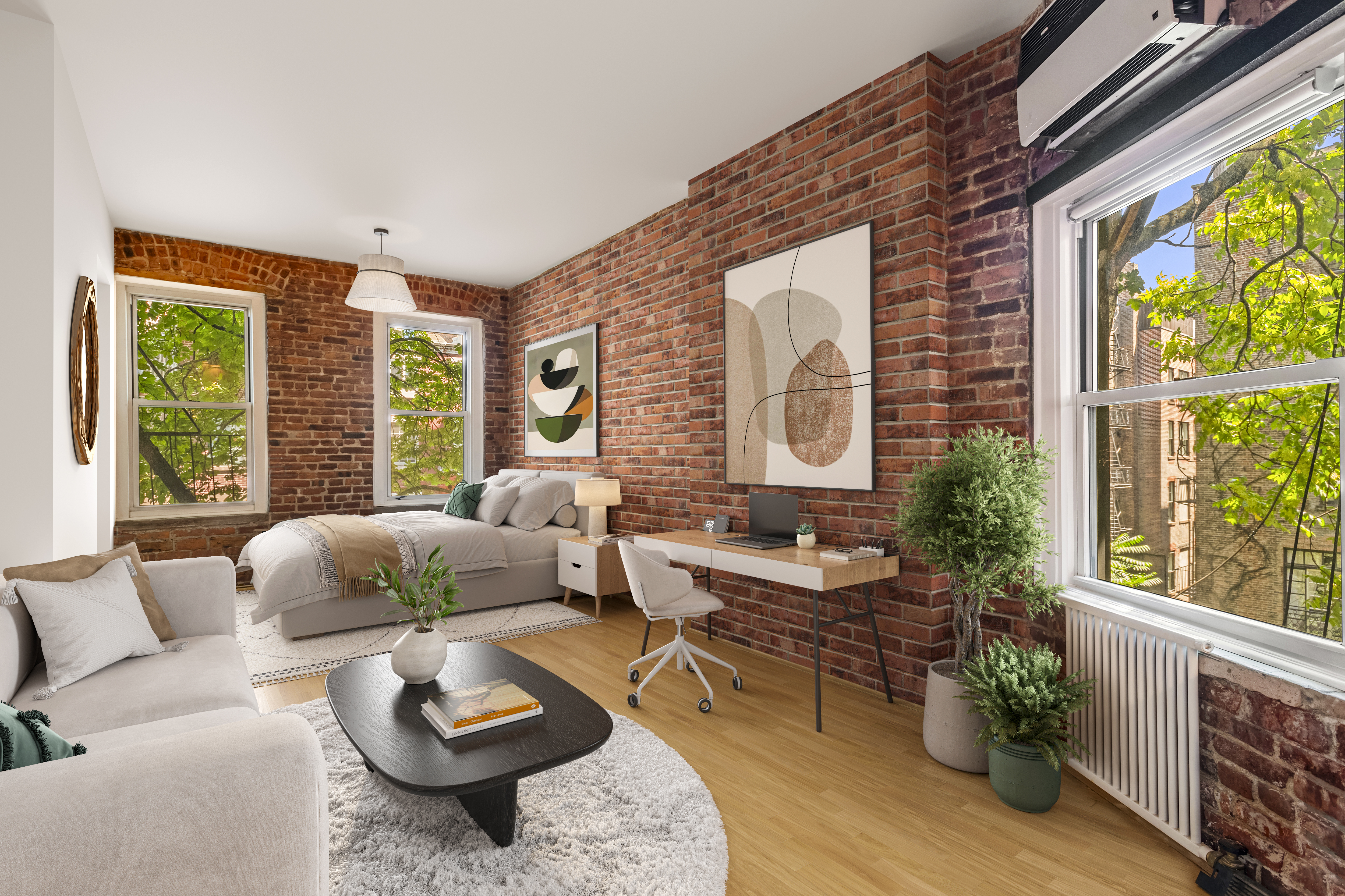 77 Perry Street, Unit 3D Manhattan, NY 10014 - Photo 2 of 11 a living room with furniture and a large window