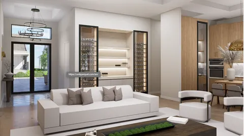 a living room with furniture