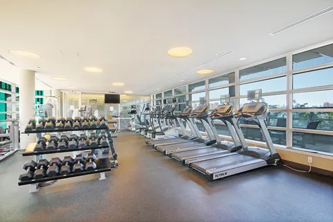 a view of a room with gym equipment
