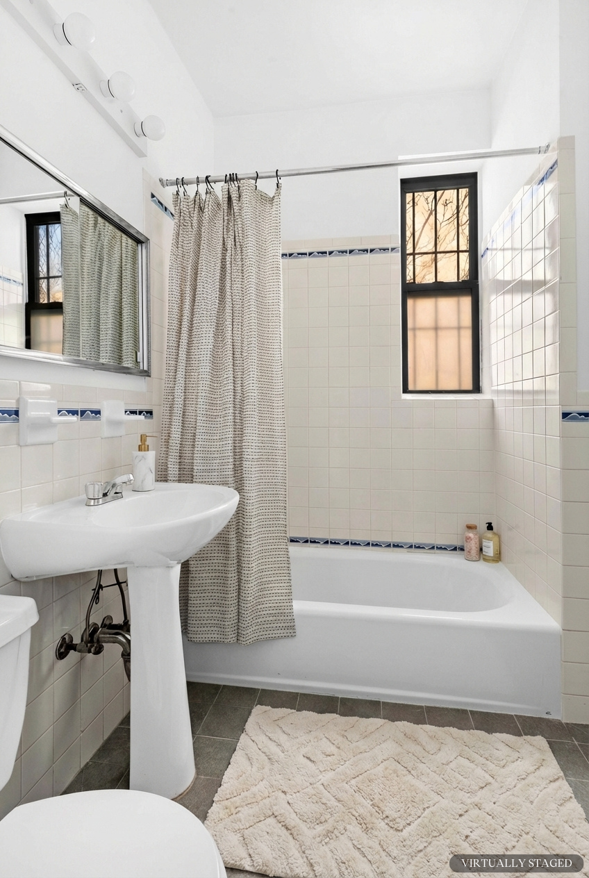199 East 7th Street, Unit 4E Manhattan, NY 10009 - Photo 11 of 13 a bathroom with a sink a toilet and shower
