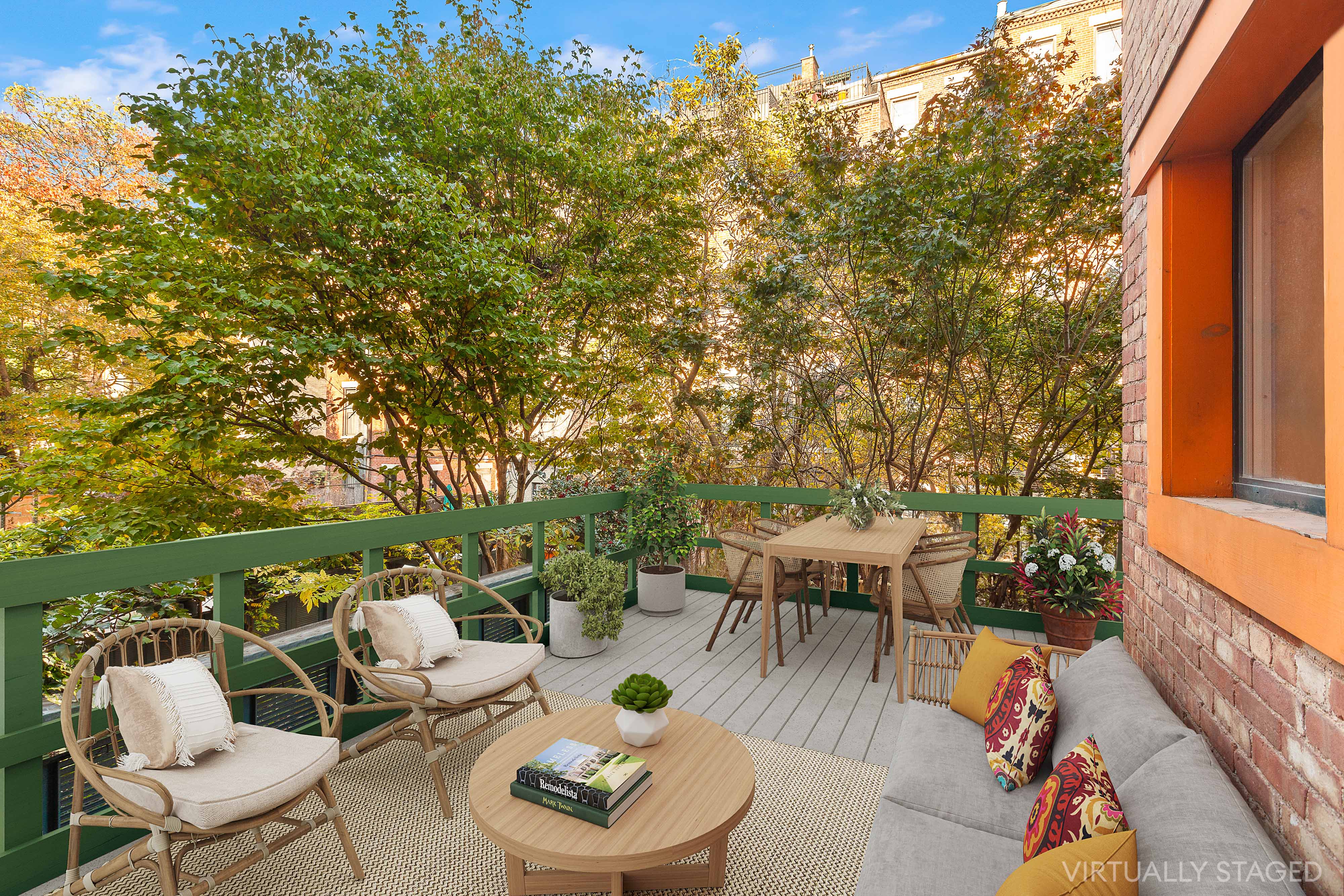 117 West 120th Street Manhattan, NY 10027 - Photo 16 of 31 a balcony with furniture and wooden floor