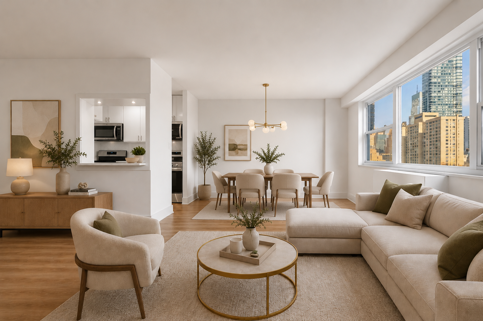 400 East 54th Street, Unit 24E Manhattan, NY 10022 - Photo 5 of 29 a living room with furniture and a large window