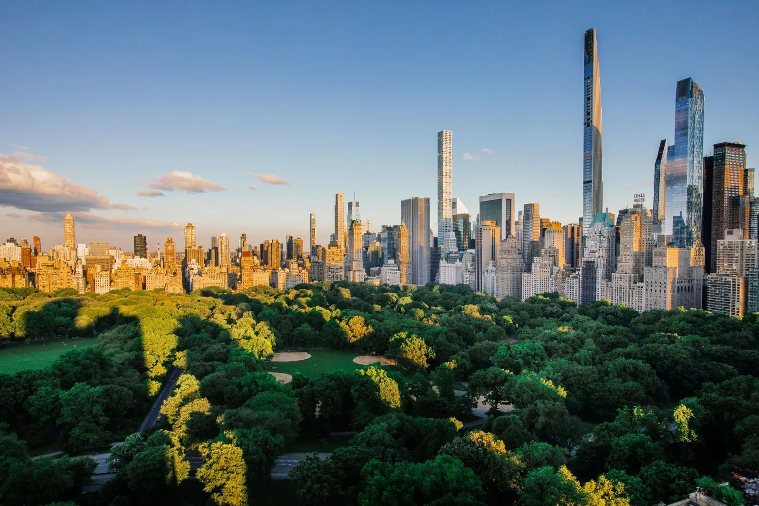 a view of a city with tall buildings