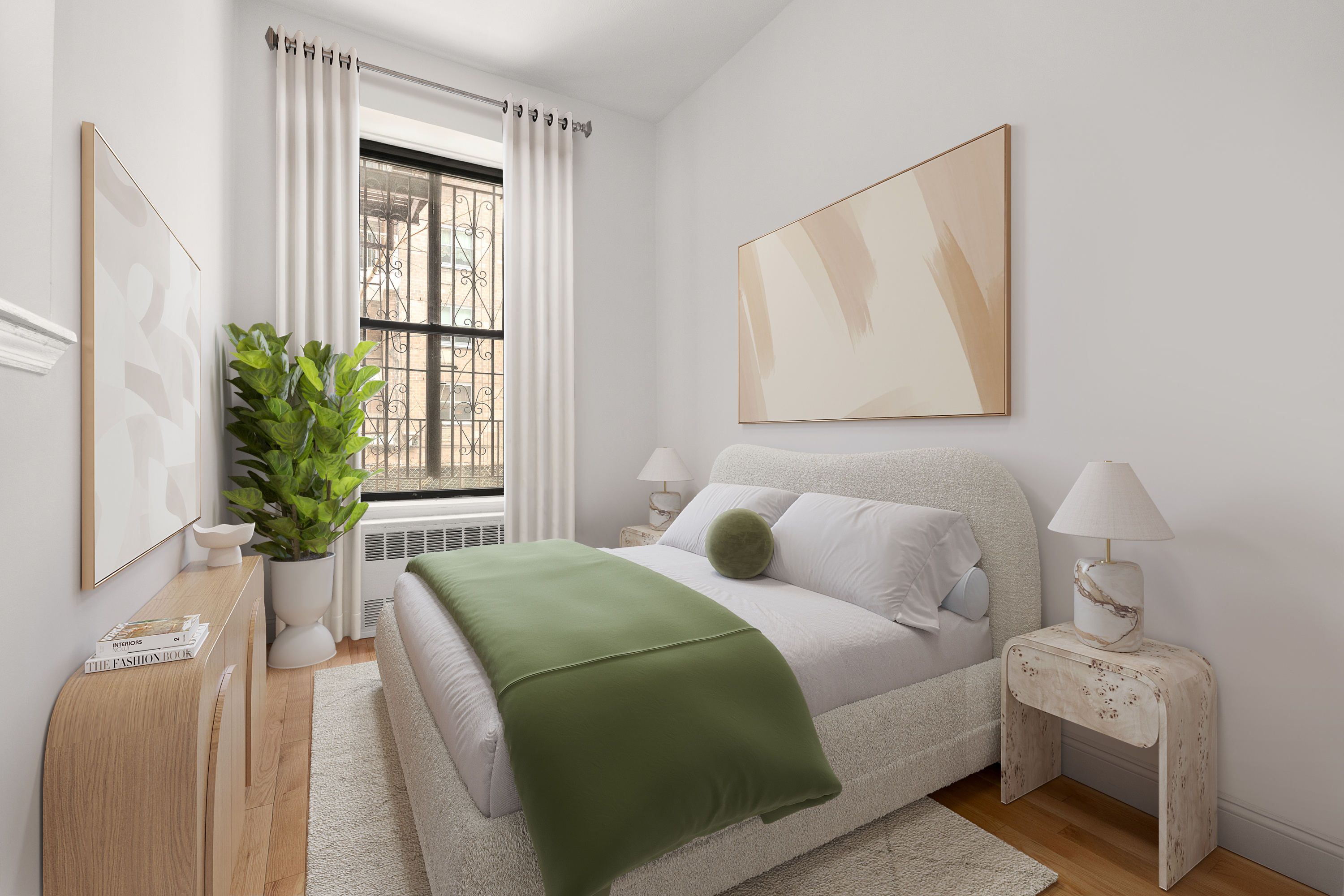 227 East 87th Street, Unit C Manhattan, NY 10128 - Photo 6 of 8 a bedroom with a bed and a potted plant