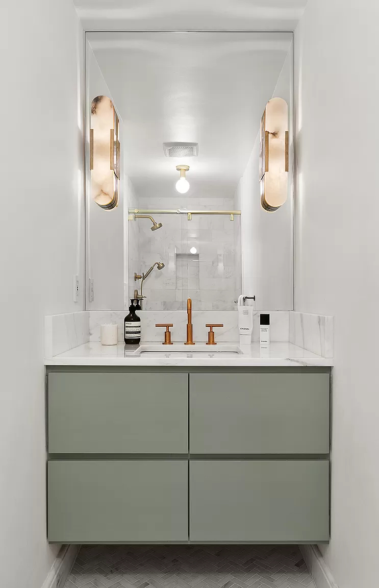 207 Windsor Place Brooklyn, NY 11215 - Photo 10 of 20 a bathroom with a sink and mirror