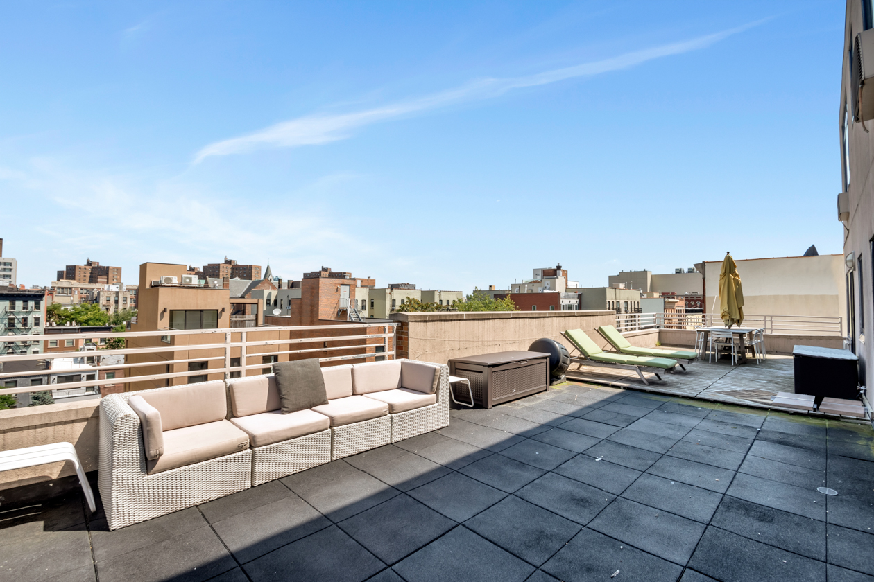 416 East 117th Street, Unit PH6 Manhattan, NY 10035 - Photo 16 of 20 a view of roof deck with seating space and barbeque oven