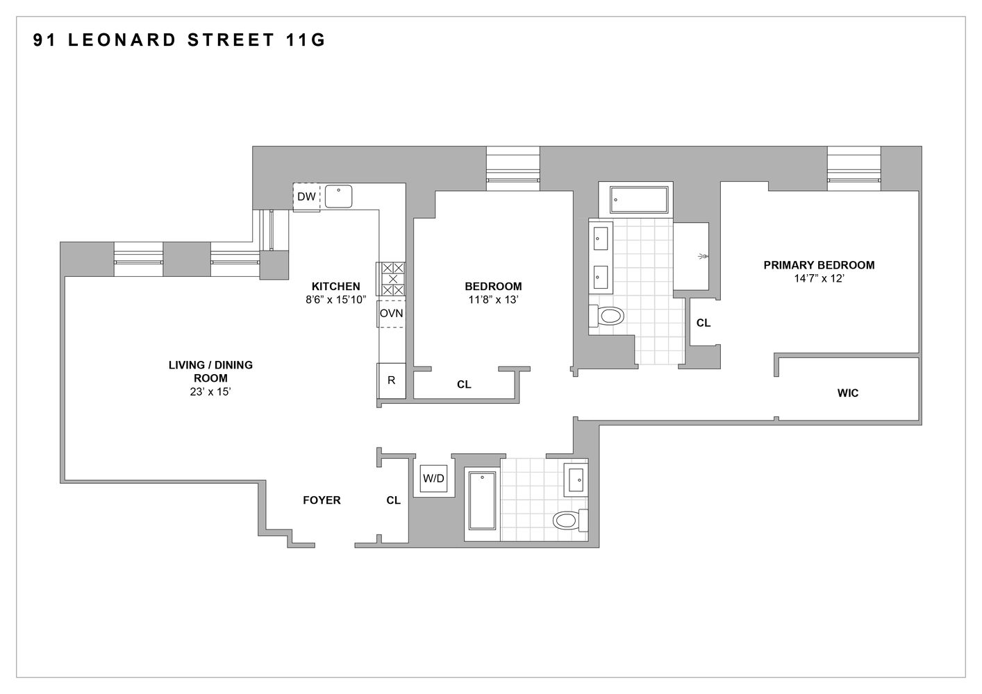 91 Leonard Street, Unit 11G Manhattan, NY 10013 - Photo 16 of 16 a picture of a floor plan