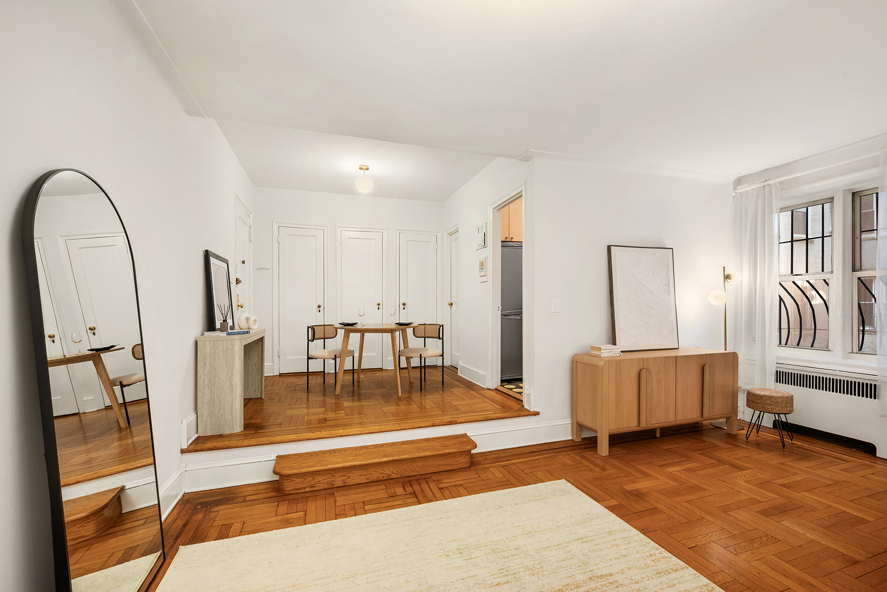 55 Eastern Parkway, Unit 1D Brooklyn, NY 11238 - Photo 3 of 8 a living room with furniture and wooden floor