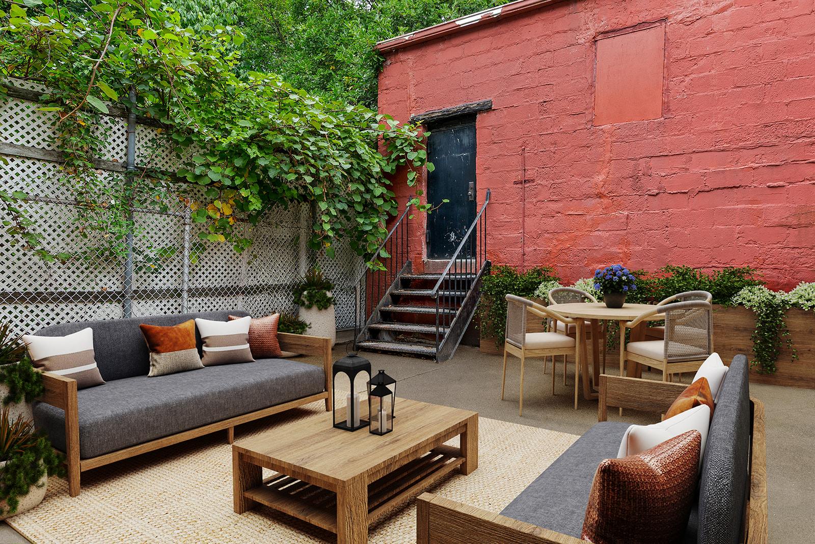 69 Hudson Avenue, Unit HSE Brooklyn, NY 11201 - Photo 7 of 20 a outdoor living space with furniture and a potted plant