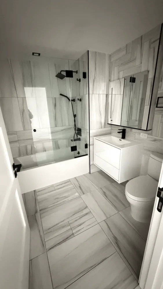 a bathroom with a sink a toilet and a tub