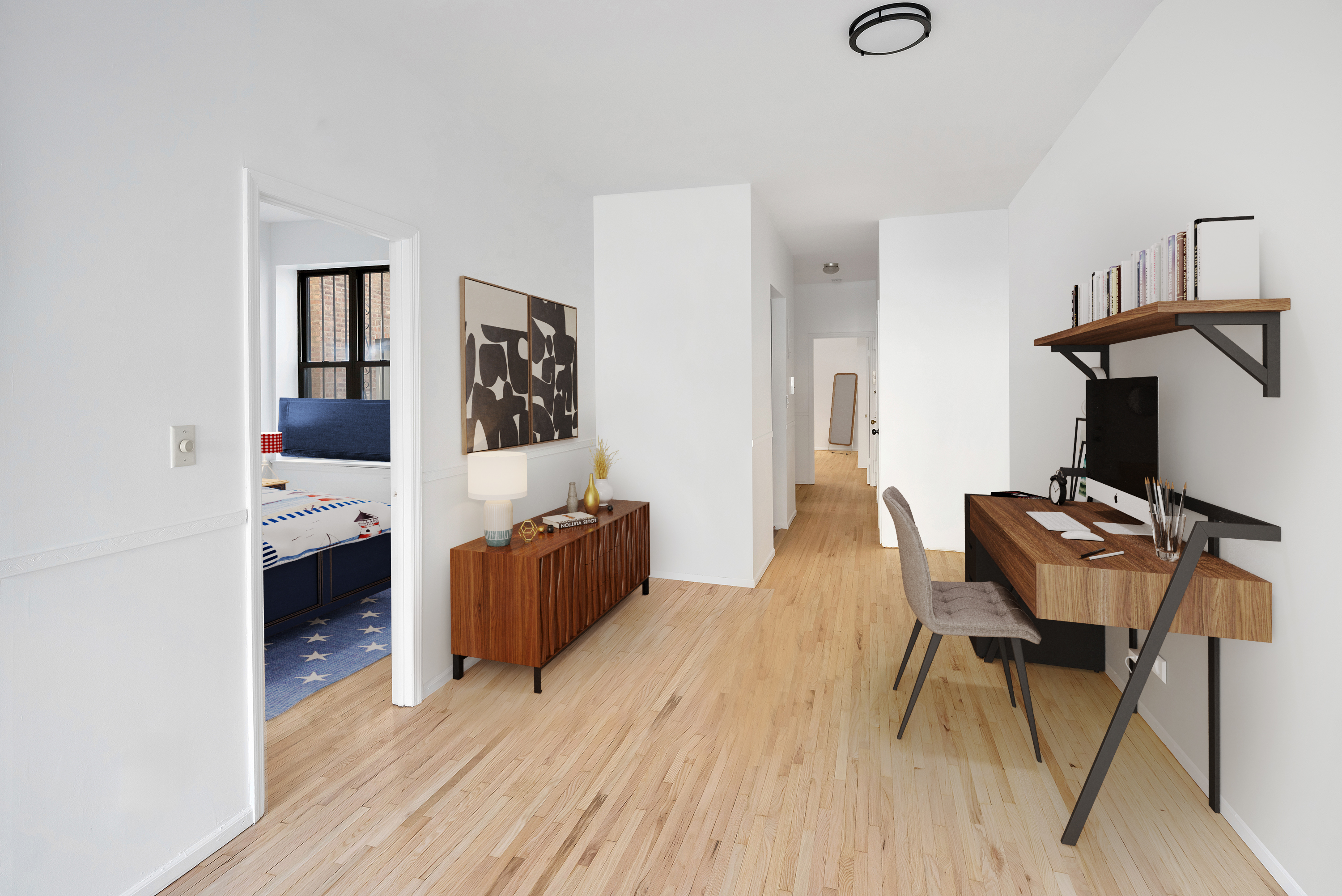 430 Sterling Place, Unit 2B Brooklyn, NY 11238 - Photo 9 of 14 a living room with furniture and a wooden floor