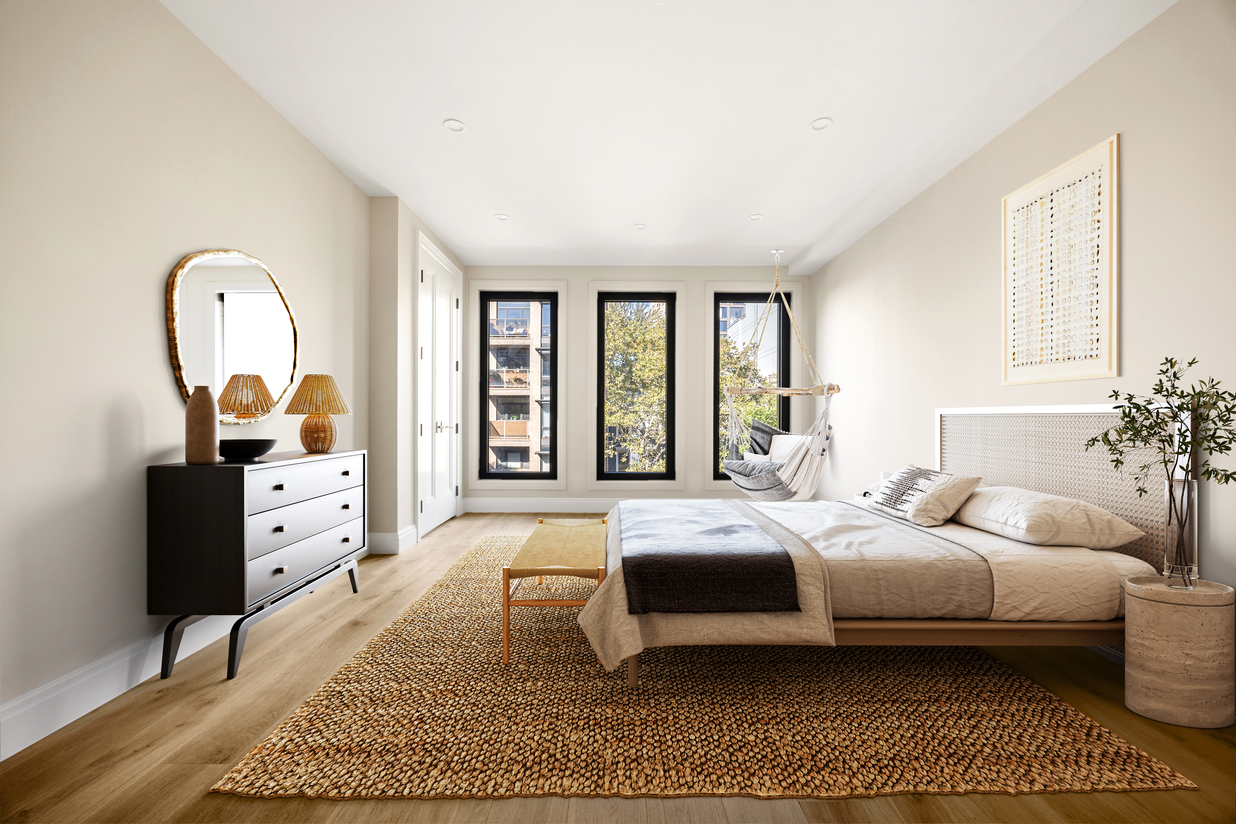 354 Dean Street, Unit 3 Brooklyn, NY 11217 - Photo 6 of 18 a bedroom with a large bed and a dresser