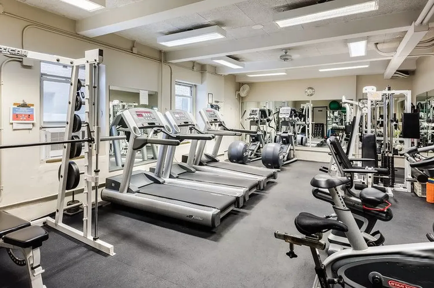a view of a room with gym equipment