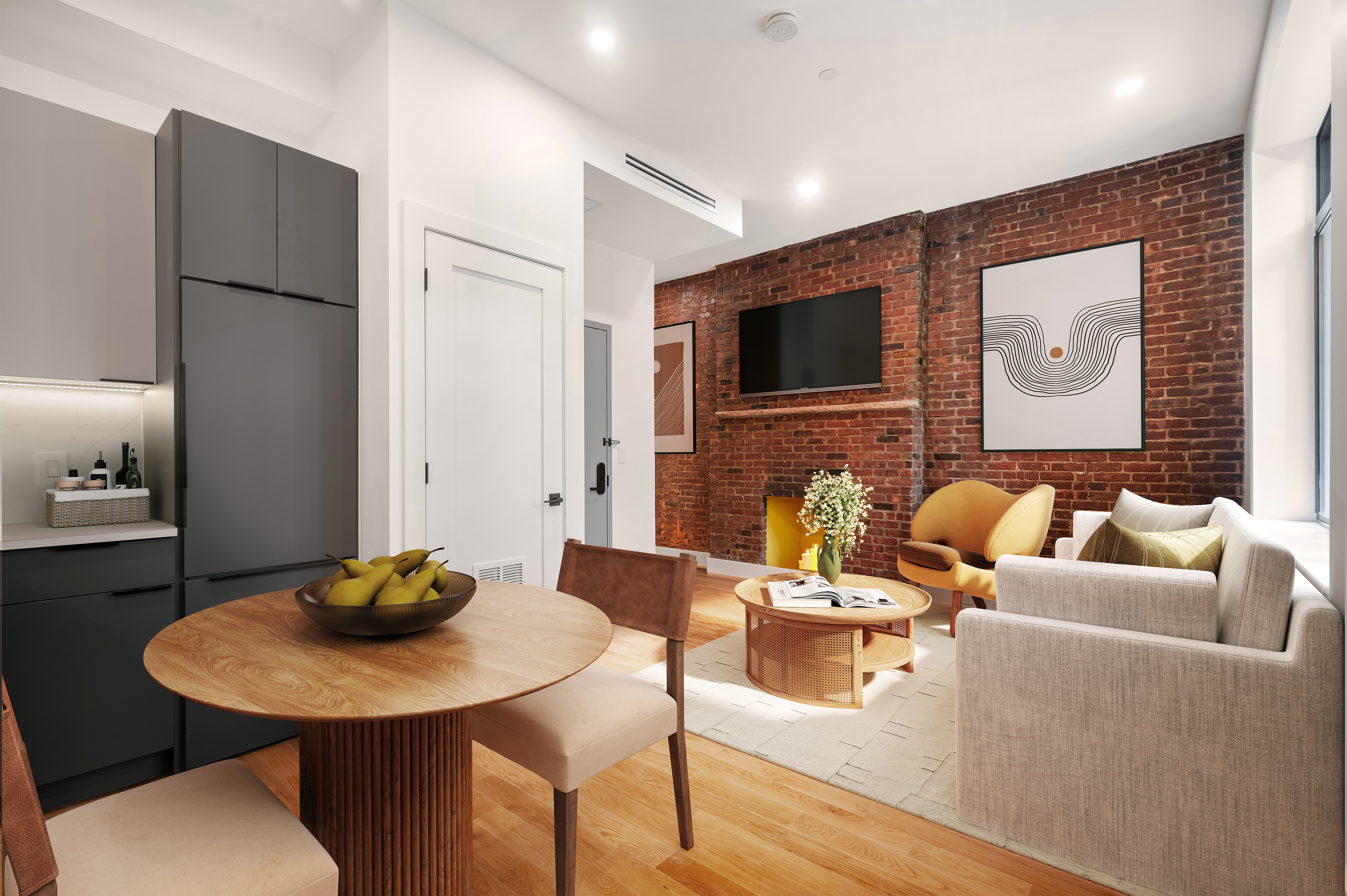 61 West 70th Street, Unit 2B Manhattan, NY 10023 - Photo 1 of 7 a living room with furniture and a flat screen tv