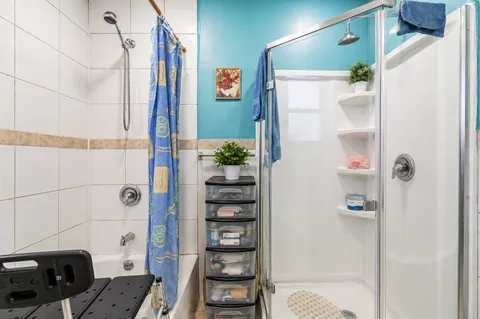 a bathroom with a shower