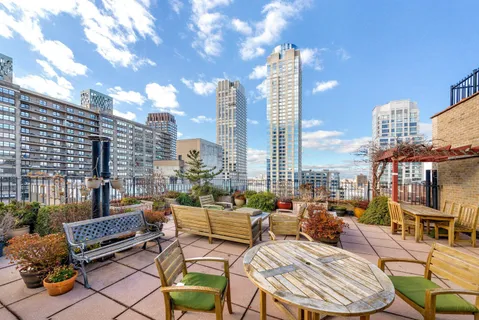 a view of a building from stairs