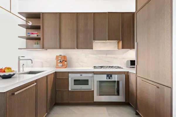 a kitchen with a stove and a sink