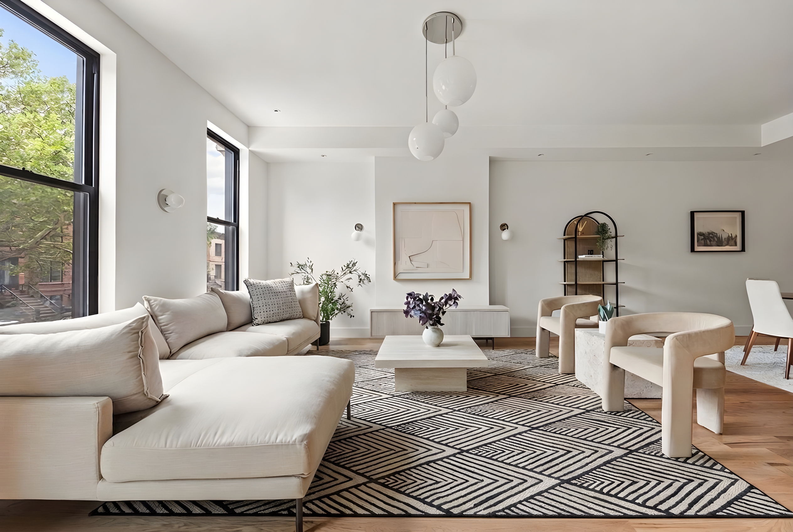 a living room with furniture