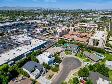 an aerial view of a city
