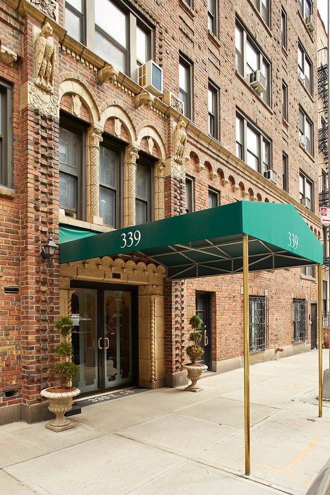 front view of a brick building