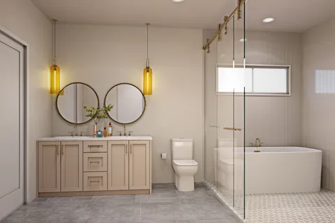 a bathroom with a toilet a sink and a mirror