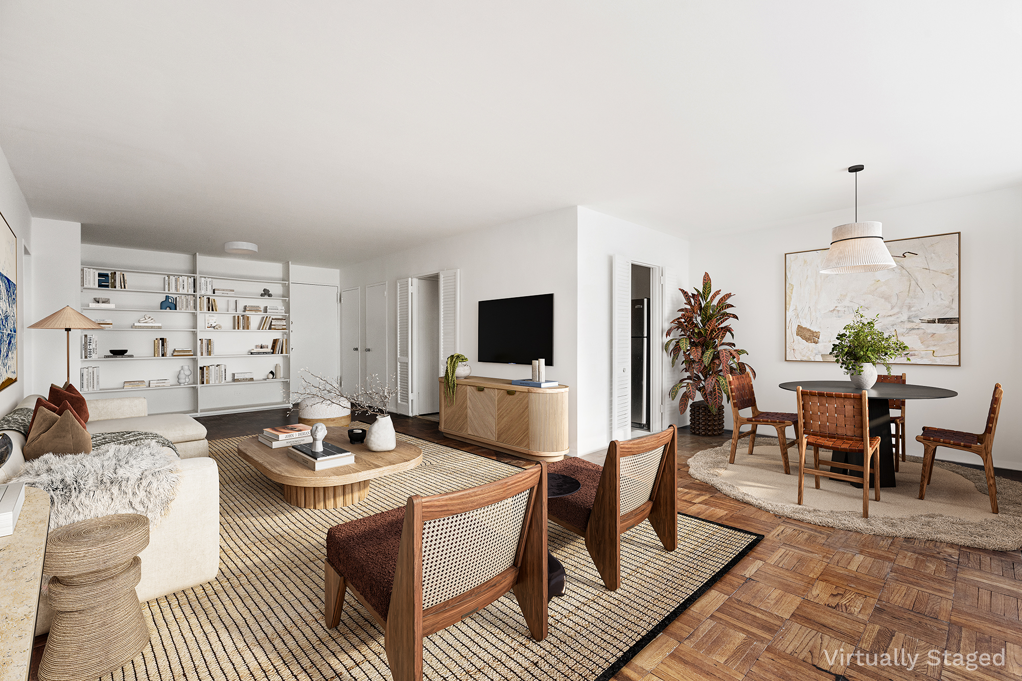 530 East 72nd Street, Unit 3C Manhattan, NY 10021 - Photo 6 of 10 a living room with furniture a flat screen tv and a rug