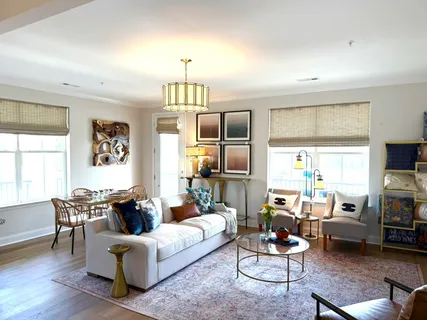 a living room with furniture