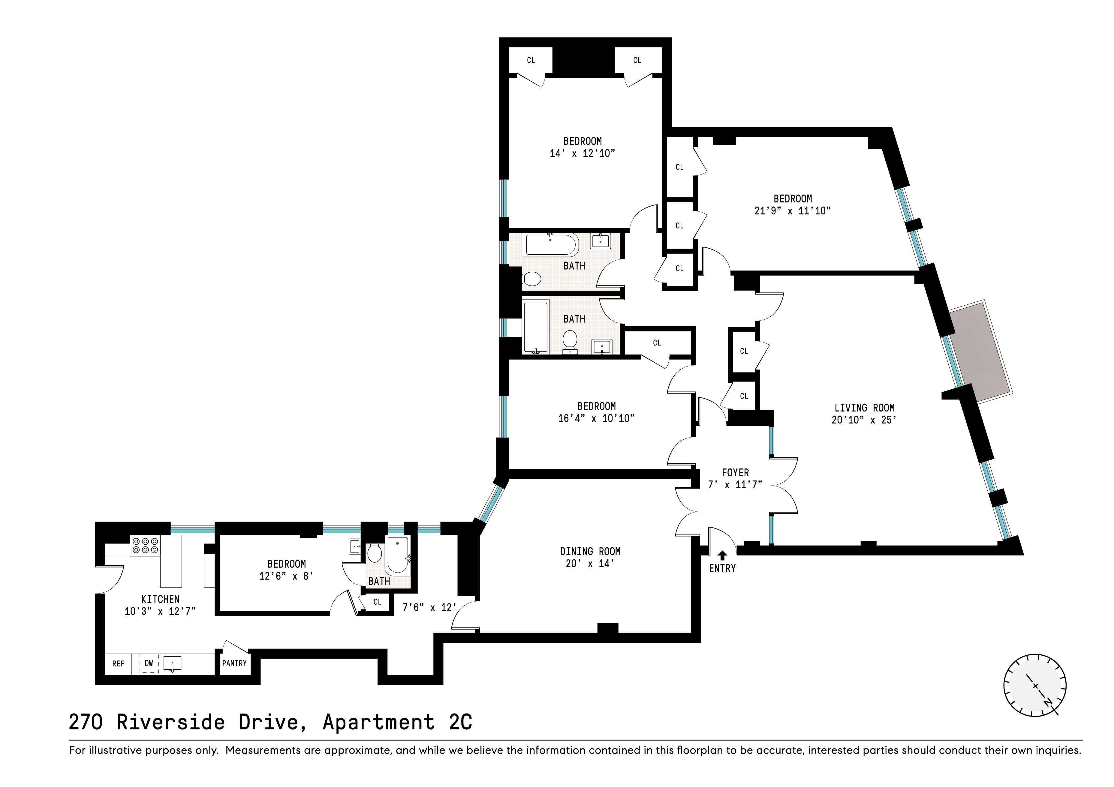 270 Riverside Drive, Unit 2C Manhattan, NY 10025 - Photo 21 of 22 a picture of a floor plan