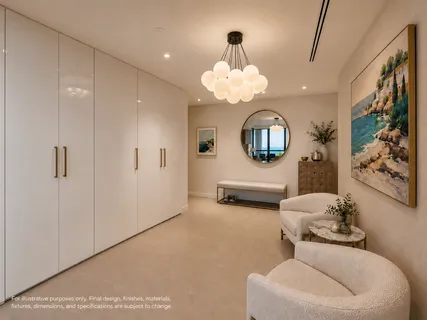 a view of a livingroom with furniture and a chandelier