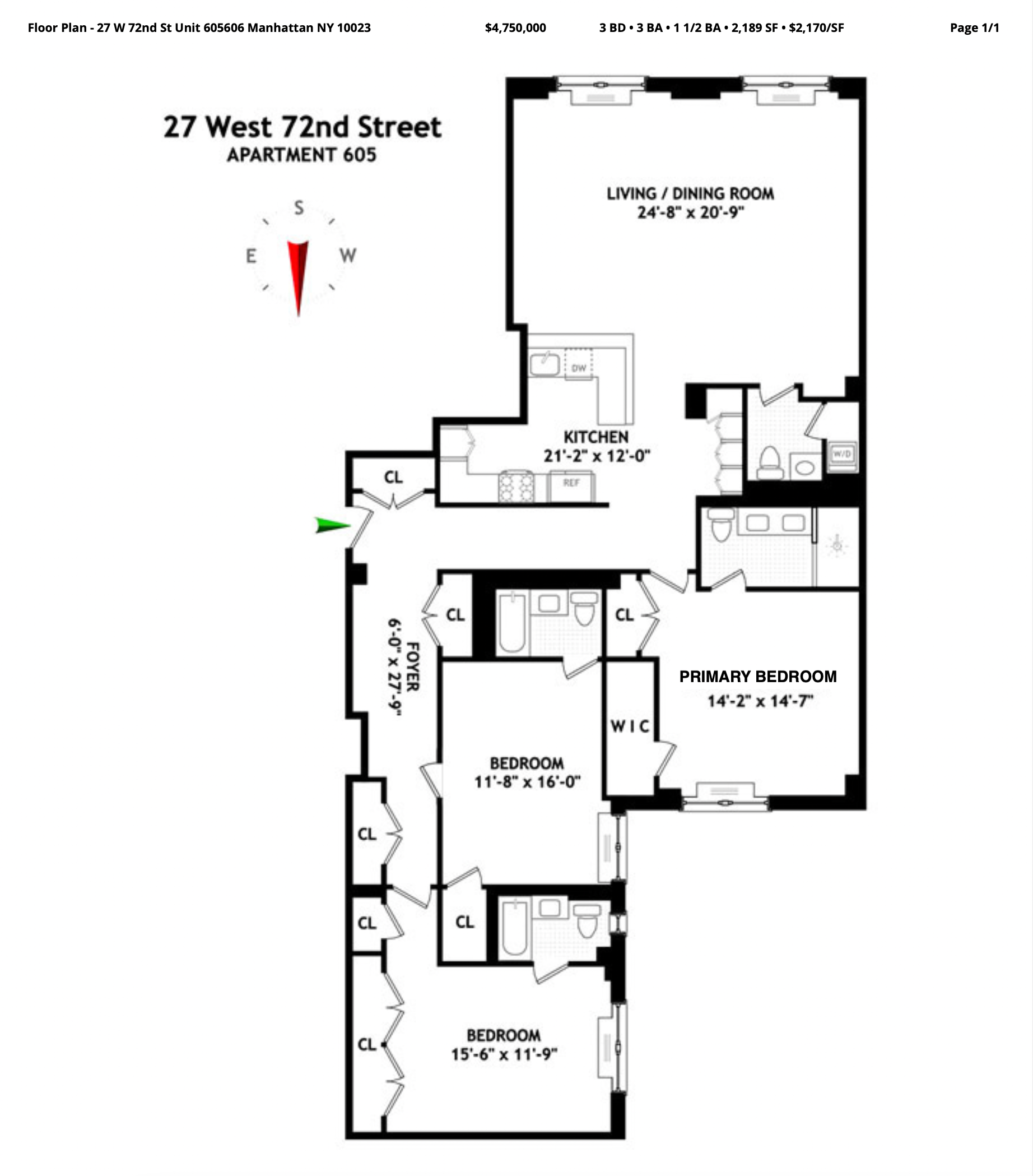 27 West 72nd Street, Unit 605/606 Manhattan, NY 10023 - Photo 2 of 2 unknown