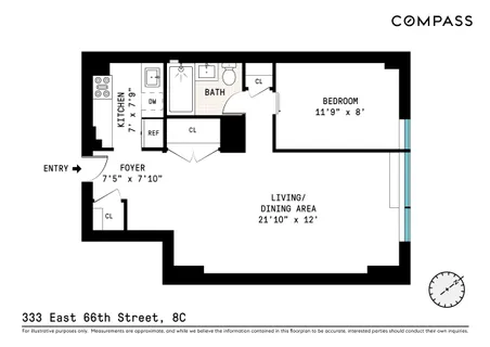 $615,000 | 333 East 66th Street, Unit 8C | Lenox Hill